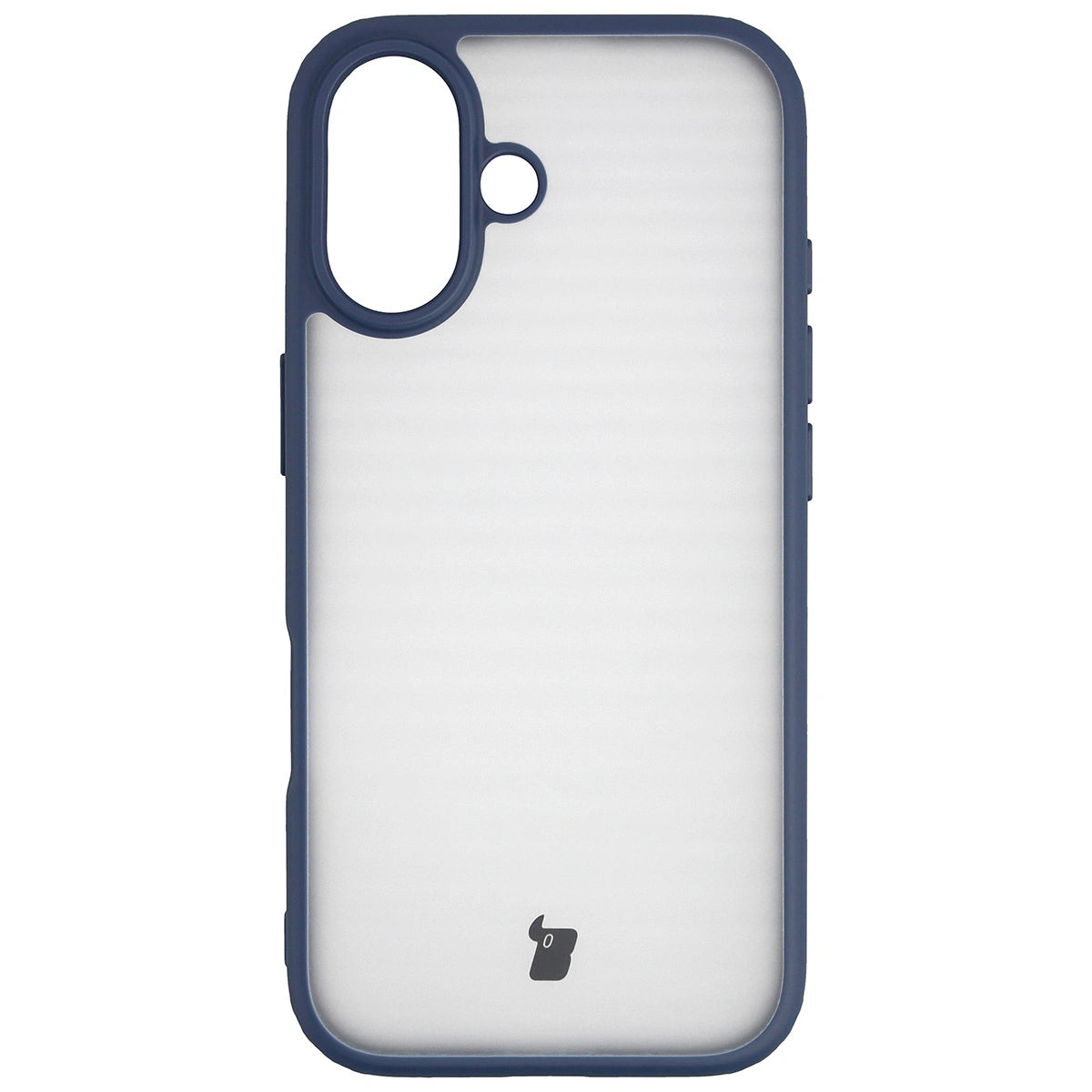 Schutzhülle + gehärtetem Glas für iPhone 17, Bizon Angelo Pack, Semitransparent mit dunkelblauem Rahmen