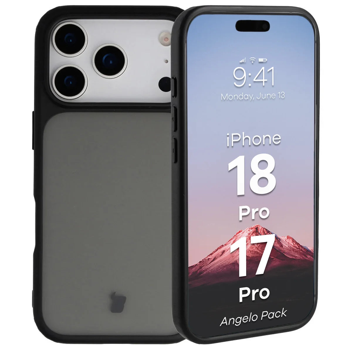 Schutzhülle + gehärtetem Glas für iPhone 18 Pro / 17 Pro, Bizon Angelo Pack, Getönte mit schwarzem Rahmen (3/8)