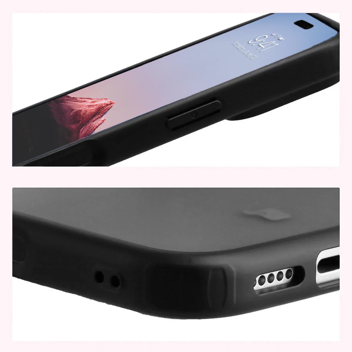 Schutzhülle + gehärtetem Glas für iPhone 18 Pro / 17 Pro, Bizon Angelo Pack, Getönte mit schwarzem Rahmen (5/8)