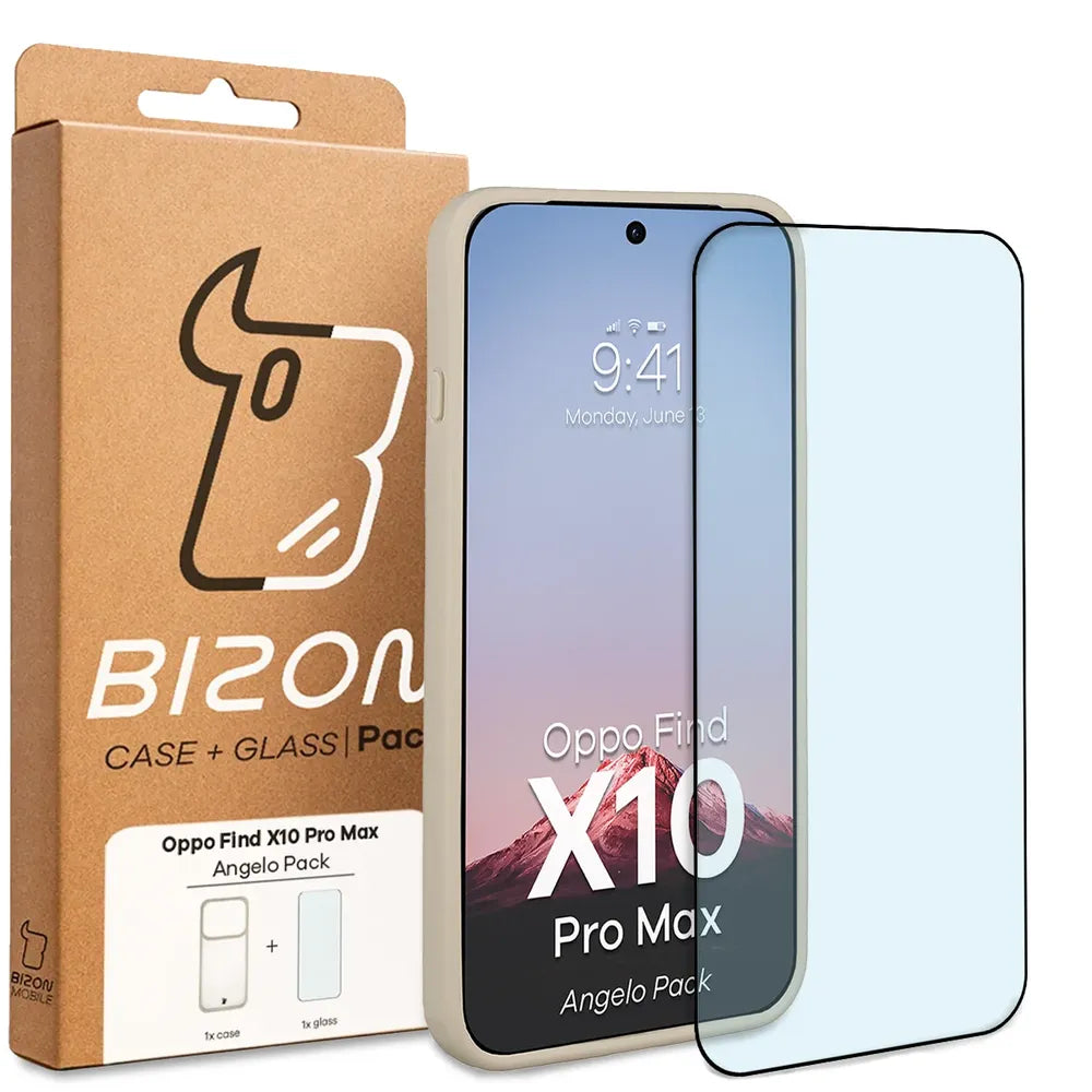 Schutzhülle + gehärtetem Glas für OPPO Find X10 Pro Max, Bizon Angelo Pack, Semitransparent mit beigem Rahmen (8/8)
