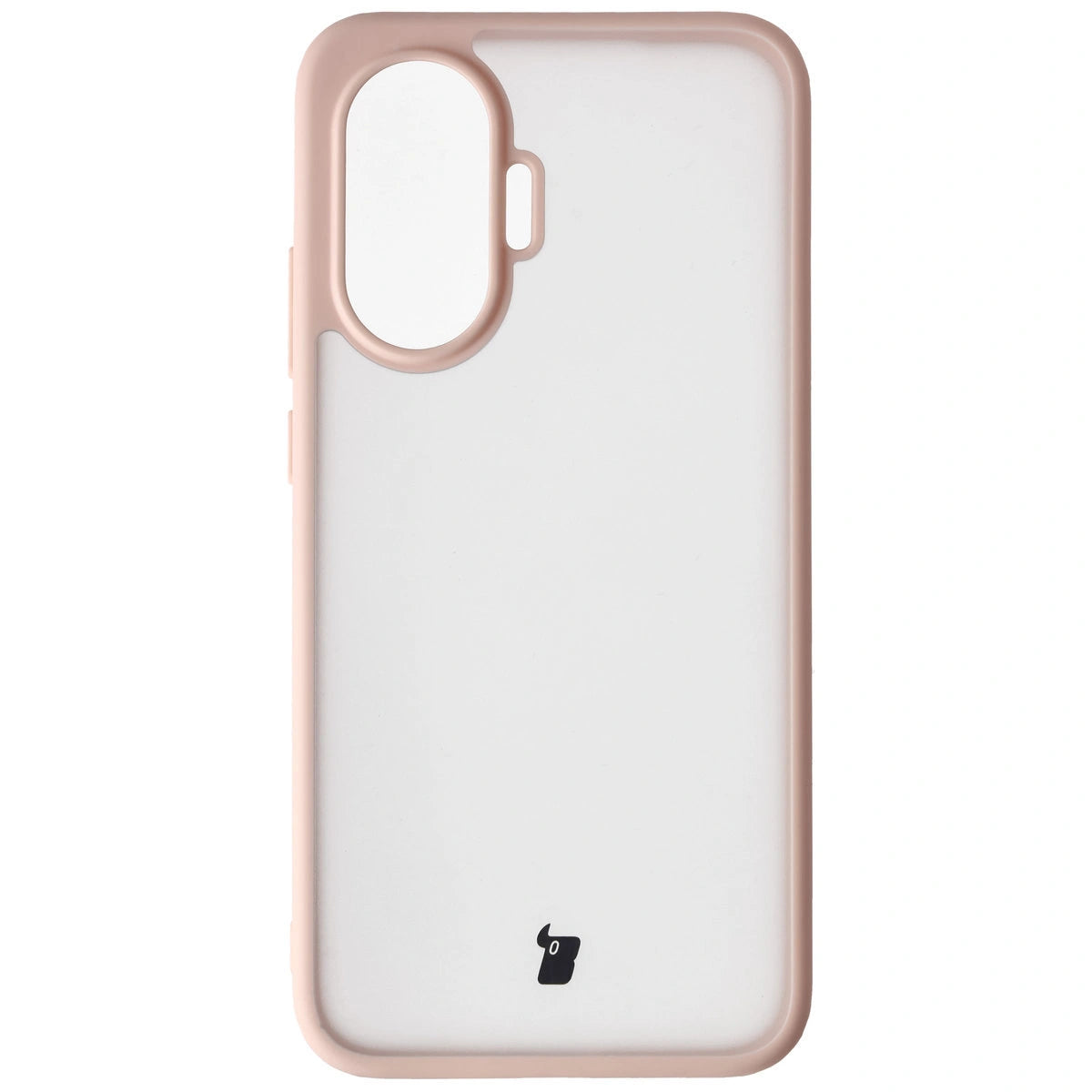 Schutzhülle + gehärtetem Glas für Xiaomi POCO F7, Bizon Angelo Pack, Semitransparent mit rosem Rahmen