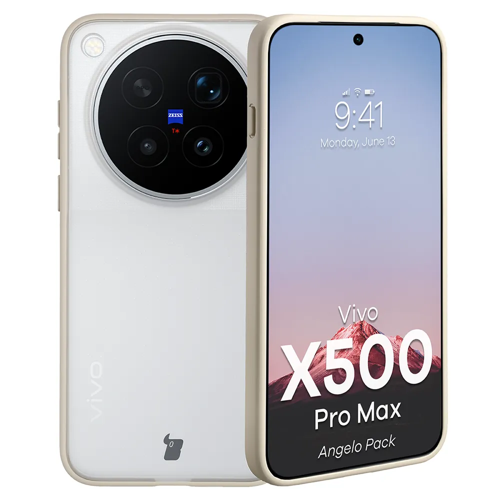 Schutzhülle + gehärtetem Glas für Vivo X500 Pro Max, Bizon Angelo Pack, Semitransparent mit beigem Rahmen (3/8)