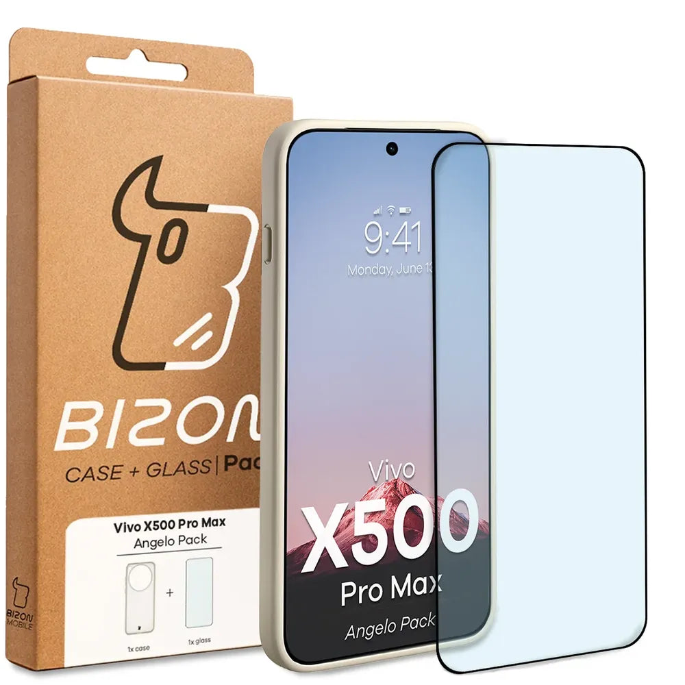 Schutzhülle + gehärtetem Glas für Vivo X500 Pro Max, Bizon Angelo Pack, Semitransparent mit beigem Rahmen (8/8)