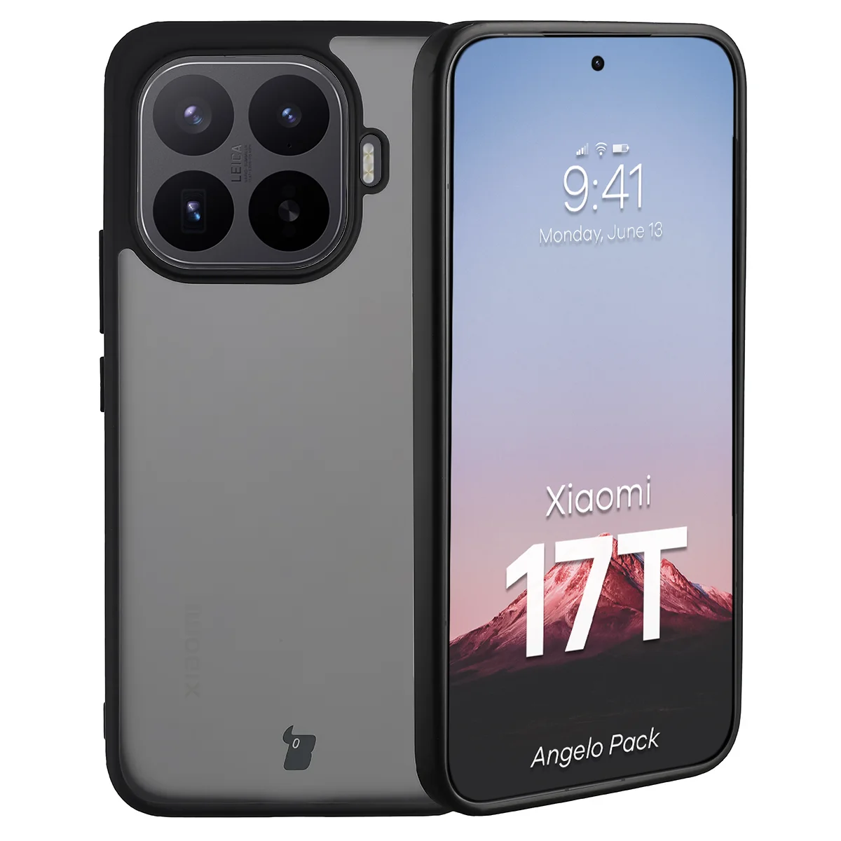 Schutzhülle + gehärtetem Glas für Xiaomi 17T, Bizon Angelo Pack, Getönte mit schwarzem Rahmen