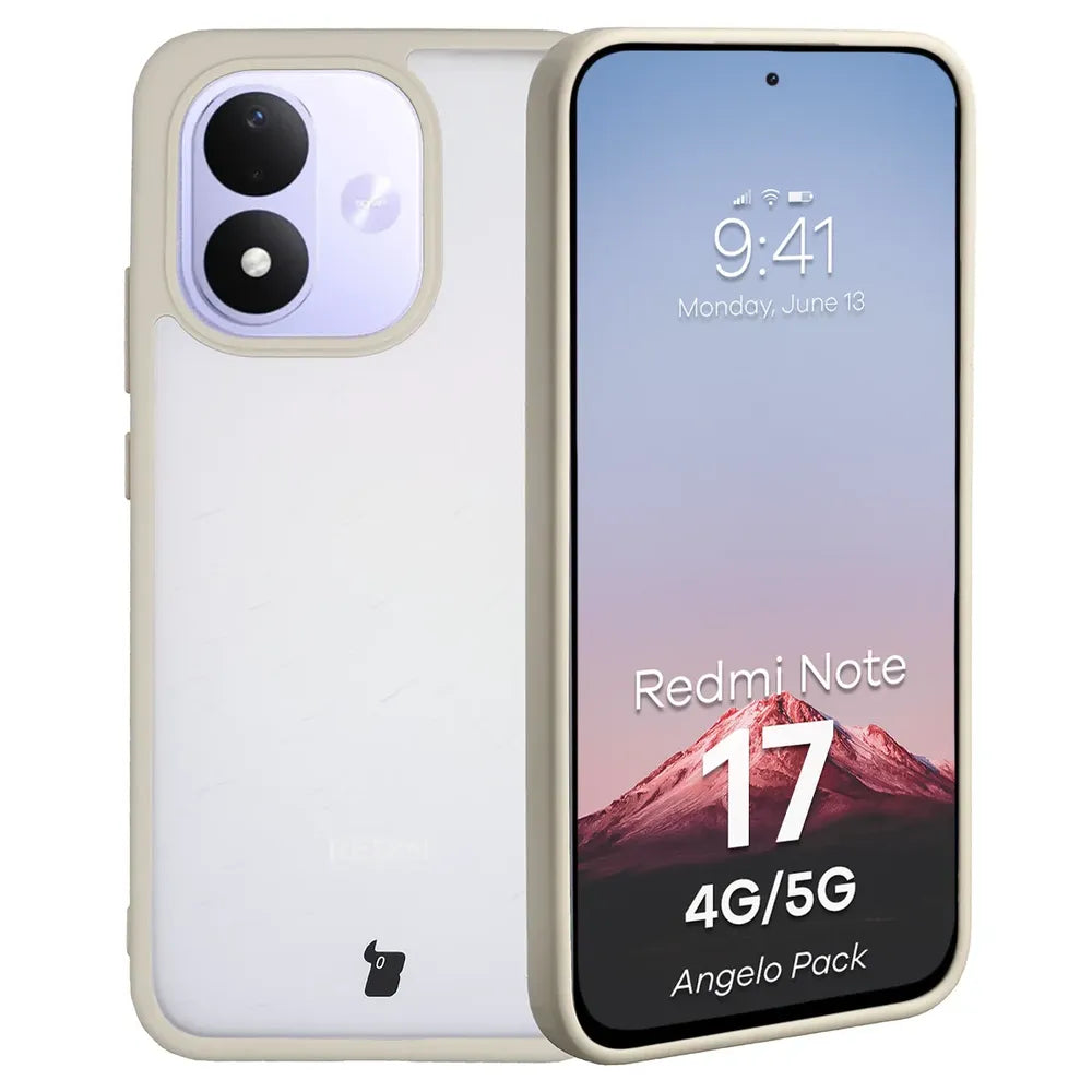 Schutzhülle + gehärtetem Glas für Xiaomi Redmi Note 17 4G/5G, Bizon Angelo Pack, Semitransparent mit beigem Rahmen (3/7)