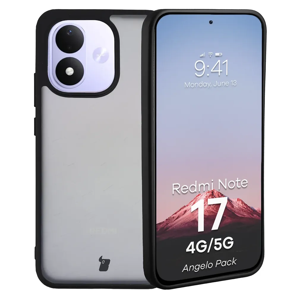 Schutzhülle + gehärtetem Glas für Xiaomi Redmi Note 17 4G/5G, Bizon Angelo Pack, Getönte mit schwarzem Rahmen (3/7)