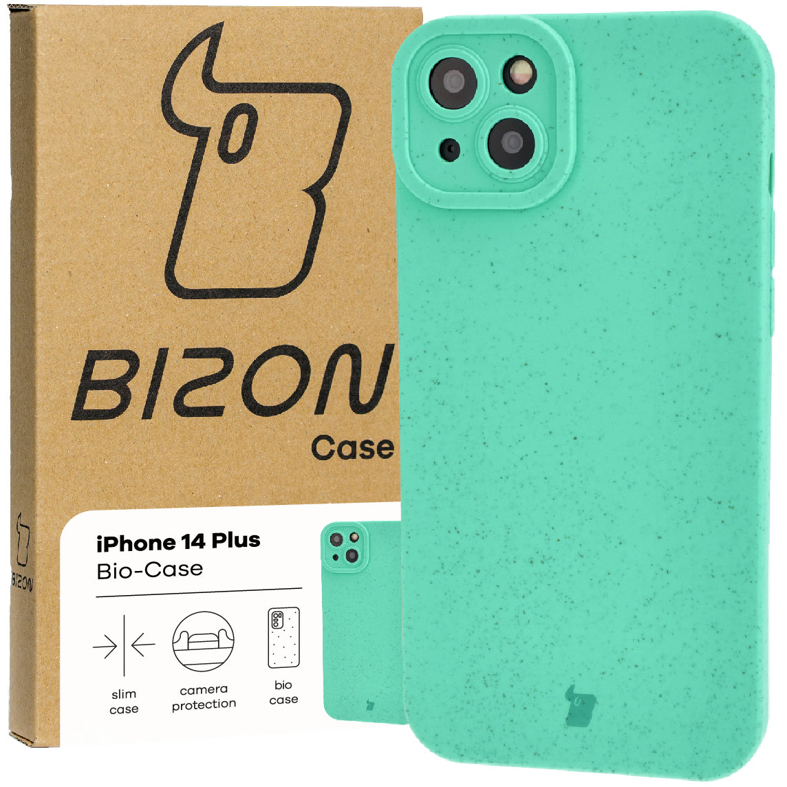 Ökologische Schutzhülle für iPhone 14 Plus, Bizon Bio Case, Grün