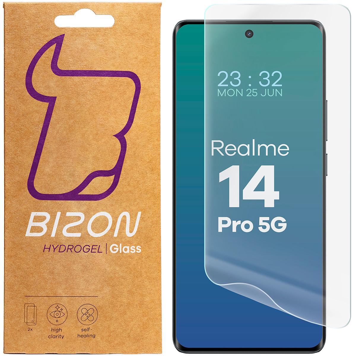 Hydrogel Folie für den Bildschirm für Realme 14 Pro 5G, Bizon Film Hydrogel Front Duo, 2 Stück