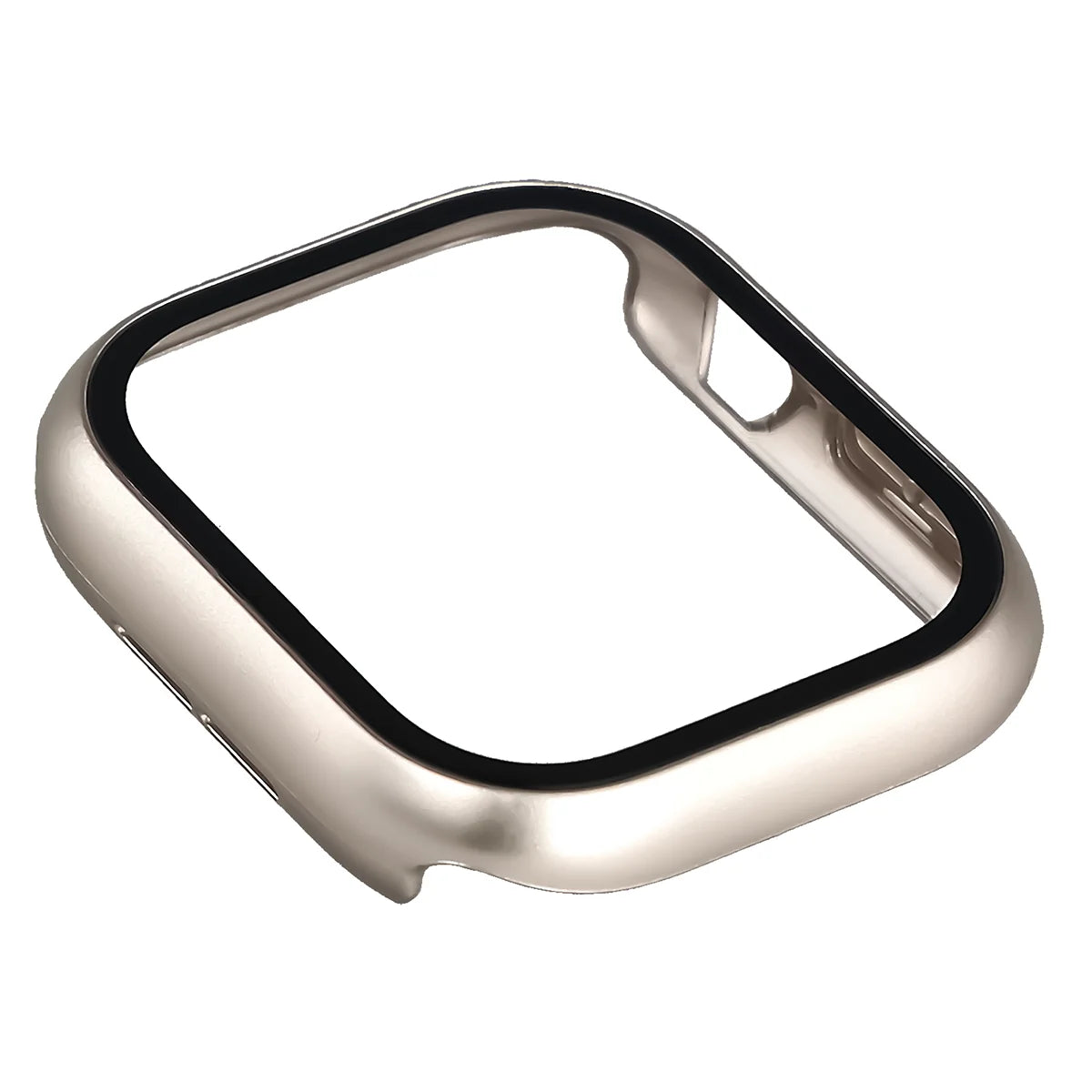 Schutzhülle mit Glas für Apple Watch Series 12 46mm, Bizon Case Watch Adamo, Satin Champagner (7/8)