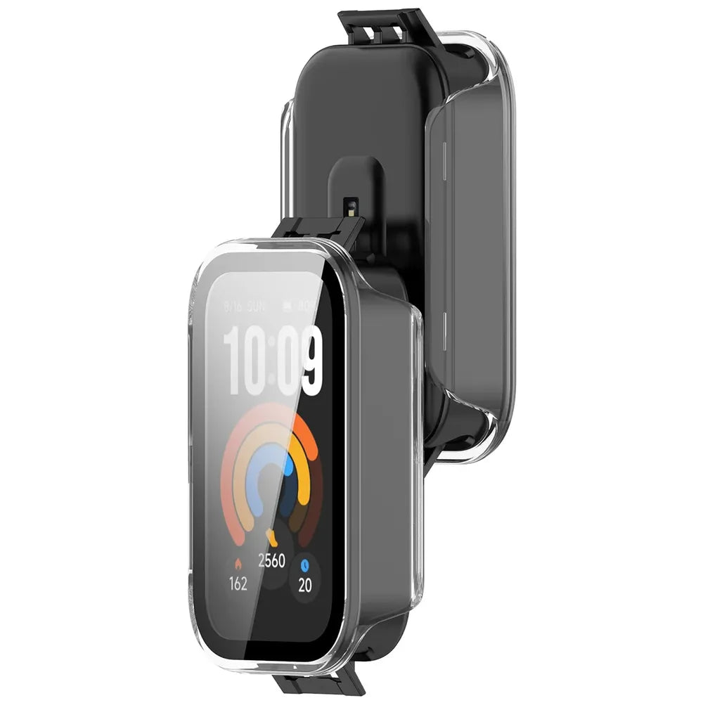 Schutzhülle mit Glas für Xiaomi Smart Band 11 Active, Bizon Case Watch Adamo, Transparent (1/8)