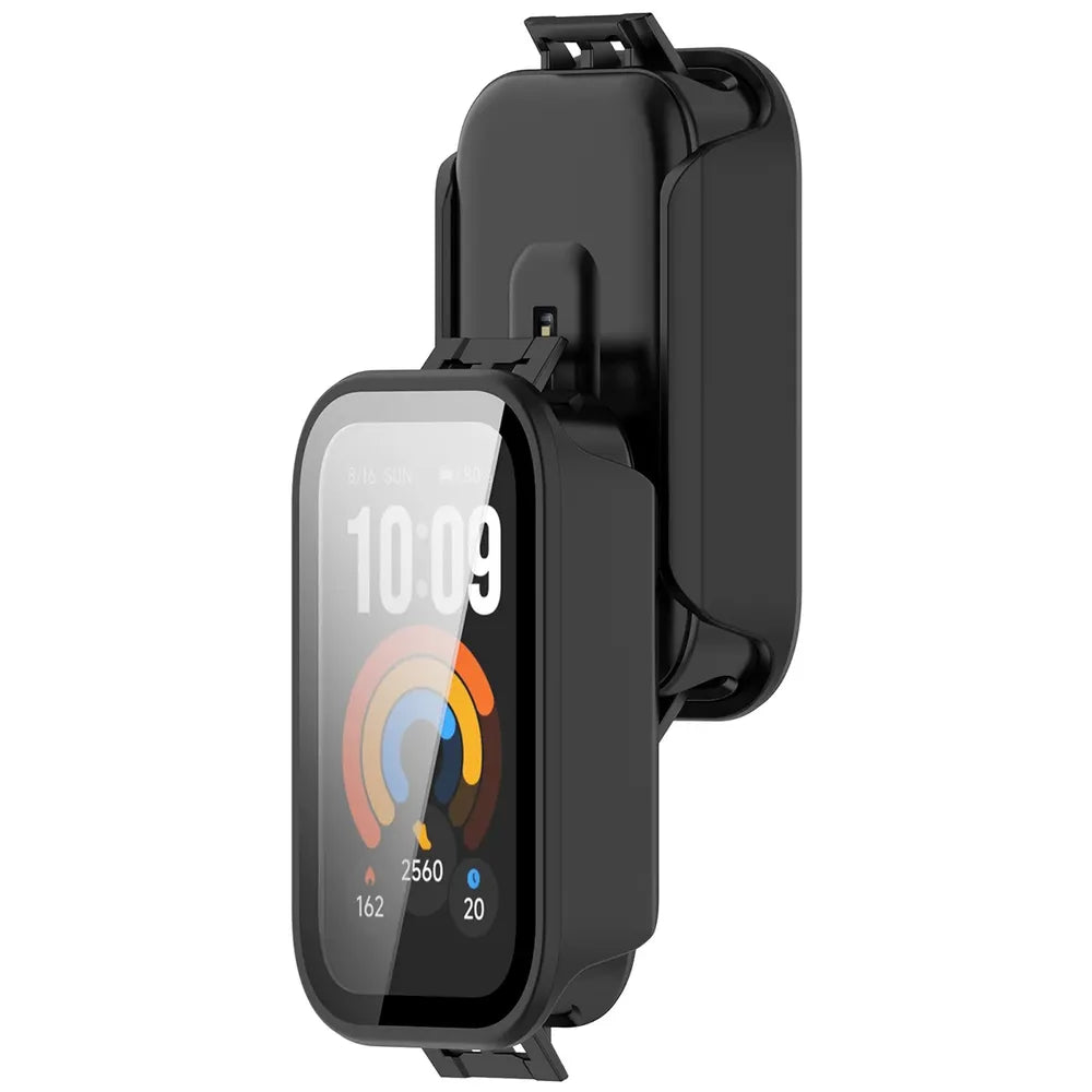 Schutzhülle mit Glas für Xiaomi Smart Band 11 Active, Bizon Case Watch Adamo, mattes Schwarz (1/8)