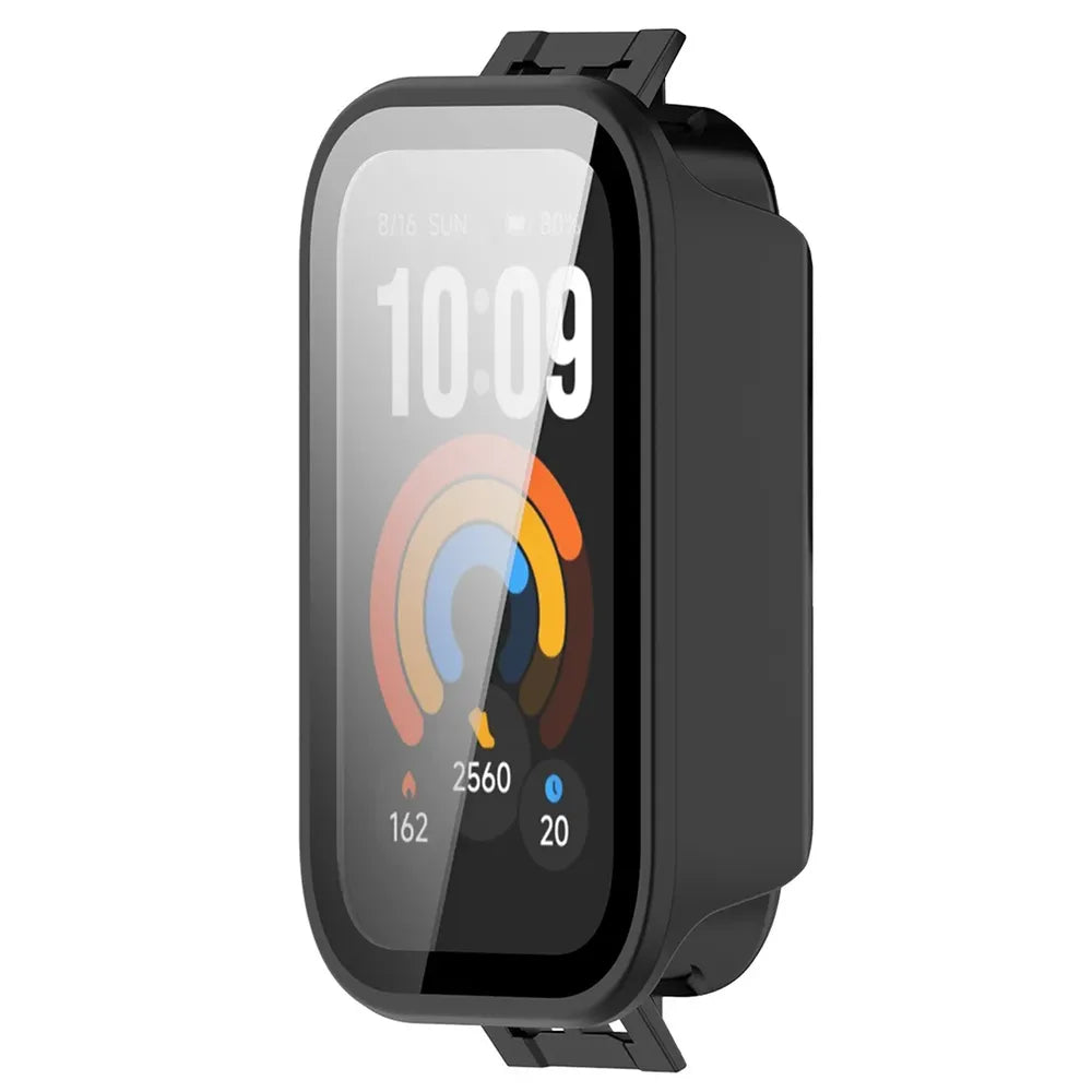 Schutzhülle mit Glas für Xiaomi Smart Band 11 Active, Bizon Case Watch Adamo, mattes Schwarz (5/8)