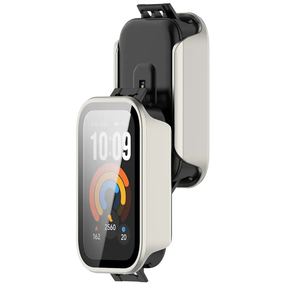 Schutzhülle mit Glas für Xiaomi Smart Band 11 Active, Bizon Case Watch Adamo, Satin Champagner (1/8)