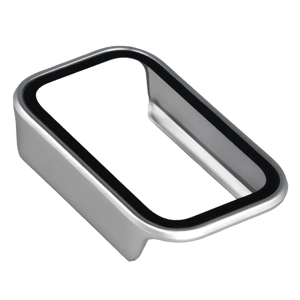 Schutzhülle mit Glas für Xiaomi Smart Band 11 Active, Bizon Case Watch Adamo, satiniertes Silbern (7/8)