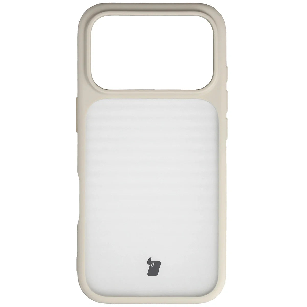 Handyhülle für iPhone 17 Pro, Bizon Case Angelo, Semitransparent mit beigem Rahmen