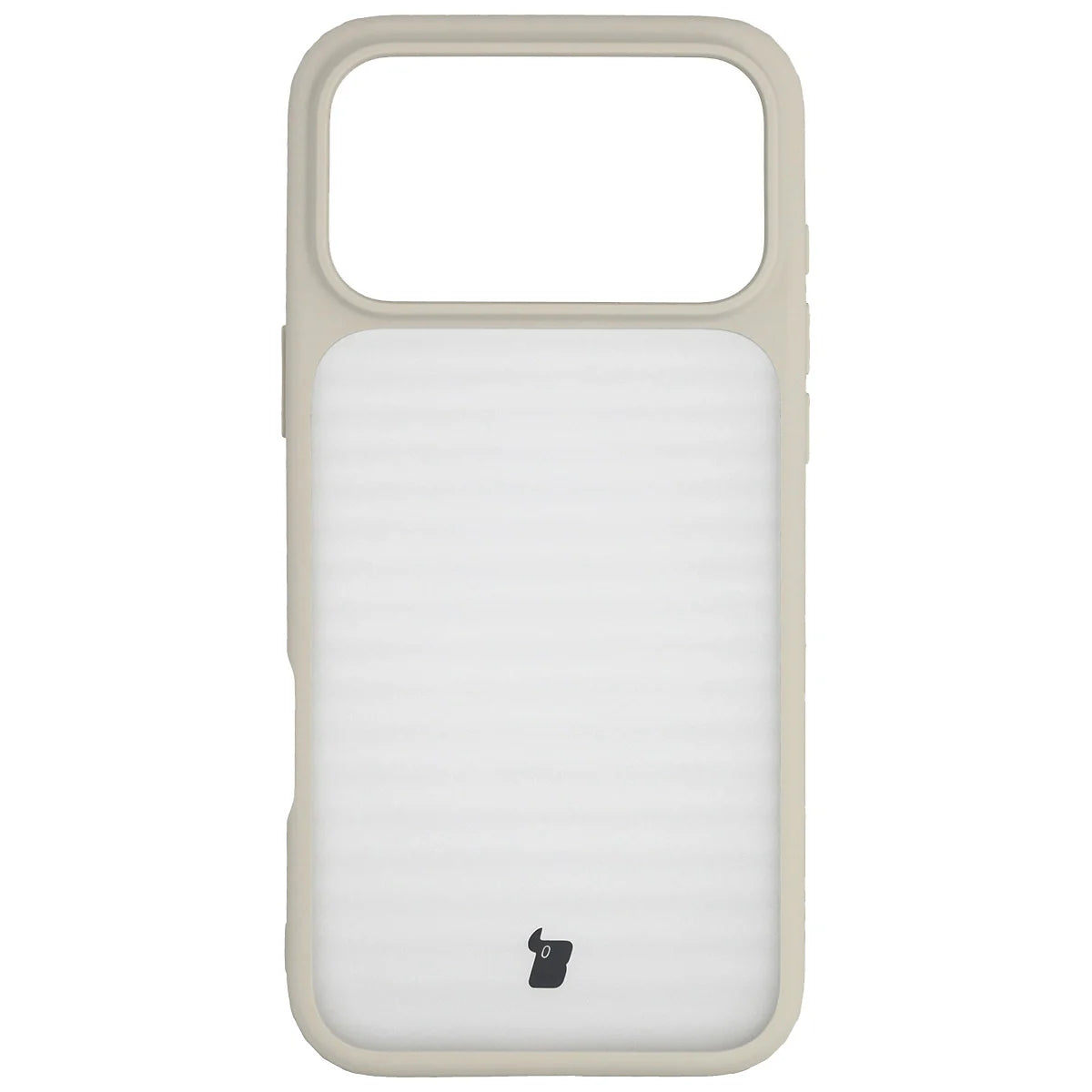 Handyhülle für iPhone 17 Pro Max, Bizon Case Angelo, Semitransparent mit beigem Rahmen