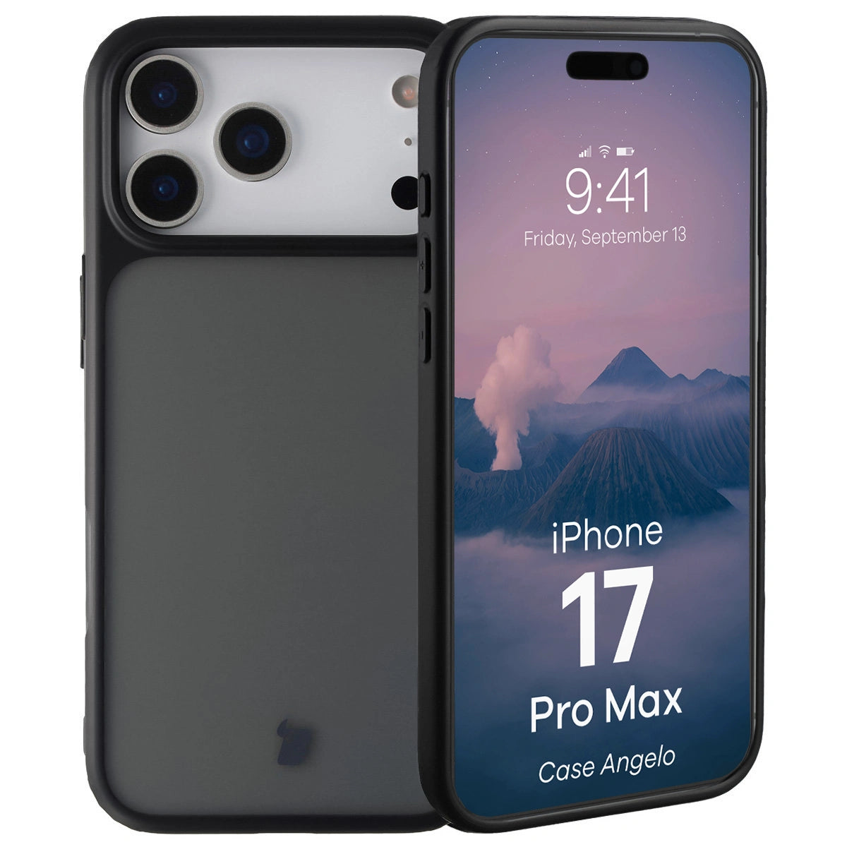 Handyhülle für iPhone 17 Pro Max, Bizon Case Angelo, Getönte mit schwarzem Rahmen