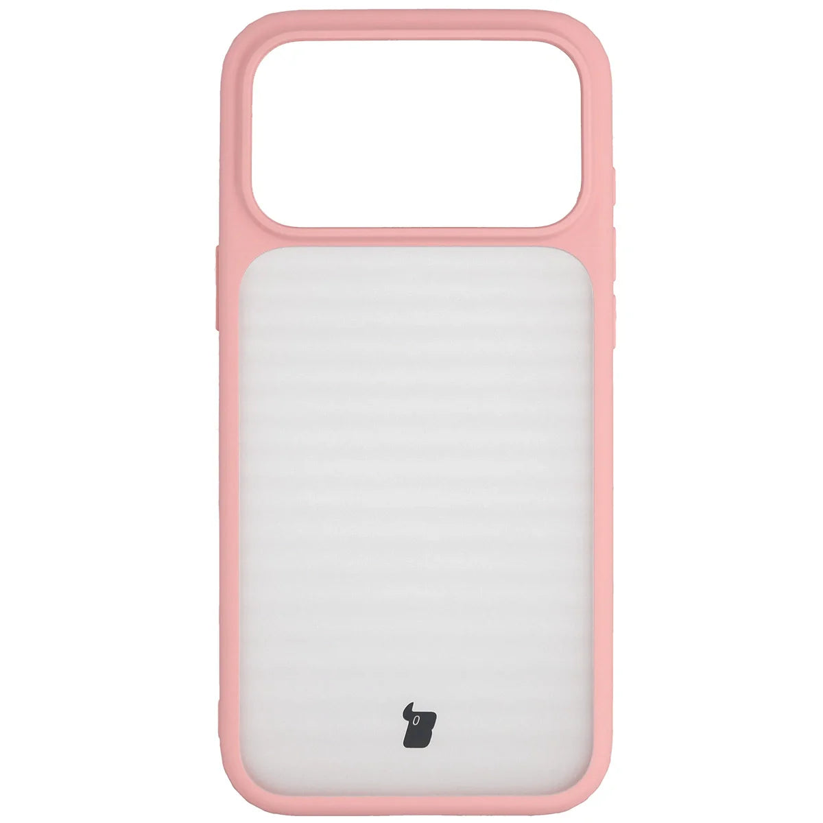 Handyhülle für iPhone 17 Pro Max, Bizon Case Angelo, Semitransparent mit hellrosa Rahmen