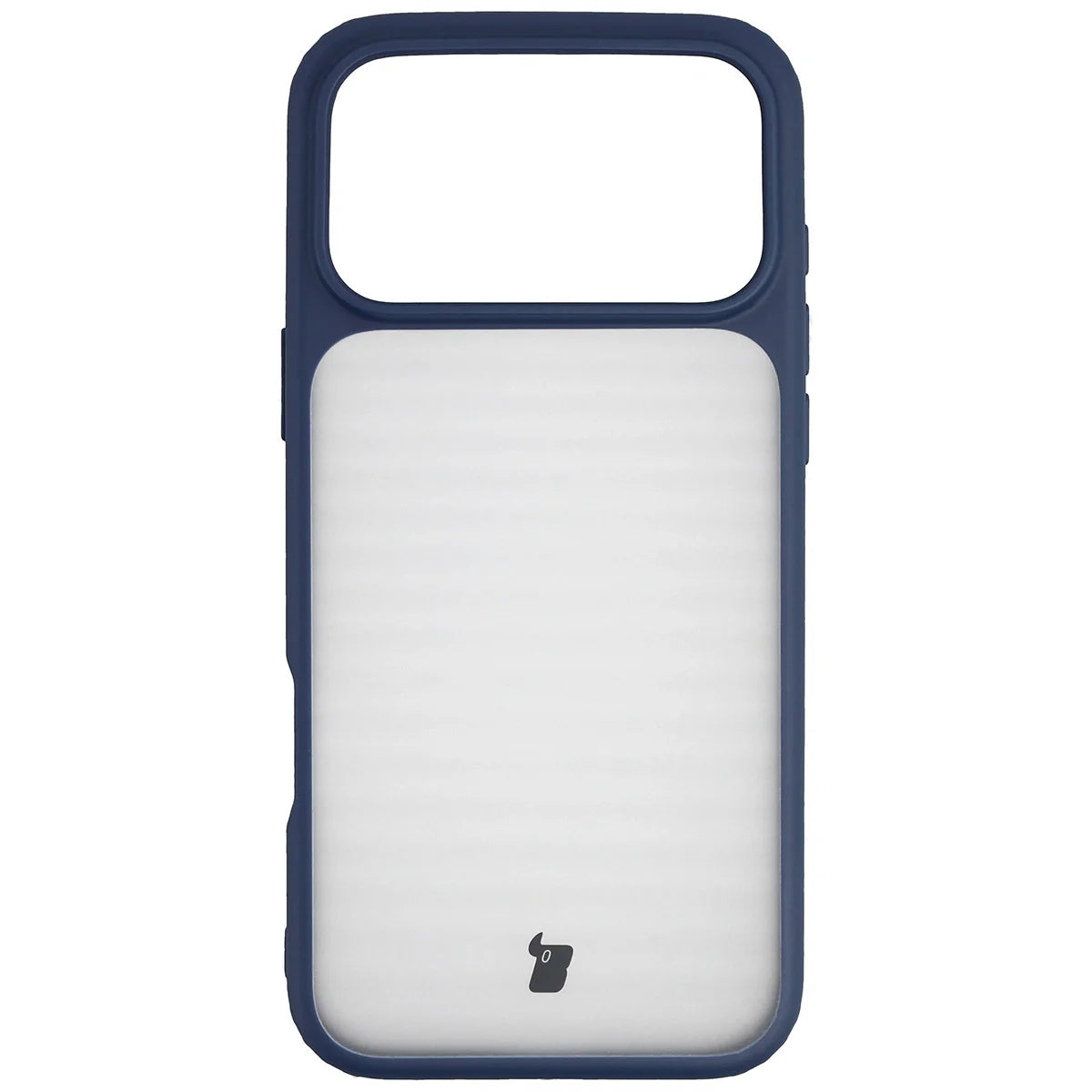 Handyhülle für iPhone 17 Pro Max, Bizon Case Angelo, Semitransparent mit dunkelblauem Rahmen