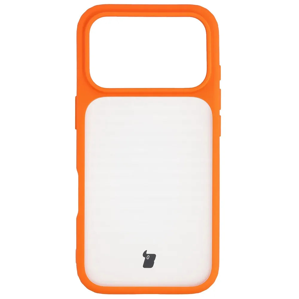 Handyhülle für iPhone 18 Pro / 17 Pro, Bizon Case Angelo, Semitransparent mit orangefarbenem Rahmen (2/6)