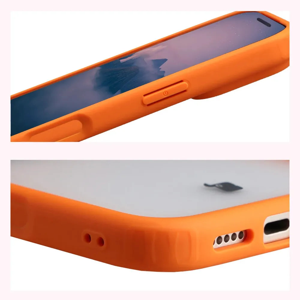 Handyhülle für iPhone 18 Pro / 17 Pro, Bizon Case Angelo, Semitransparent mit orangefarbenem Rahmen (4/6)
