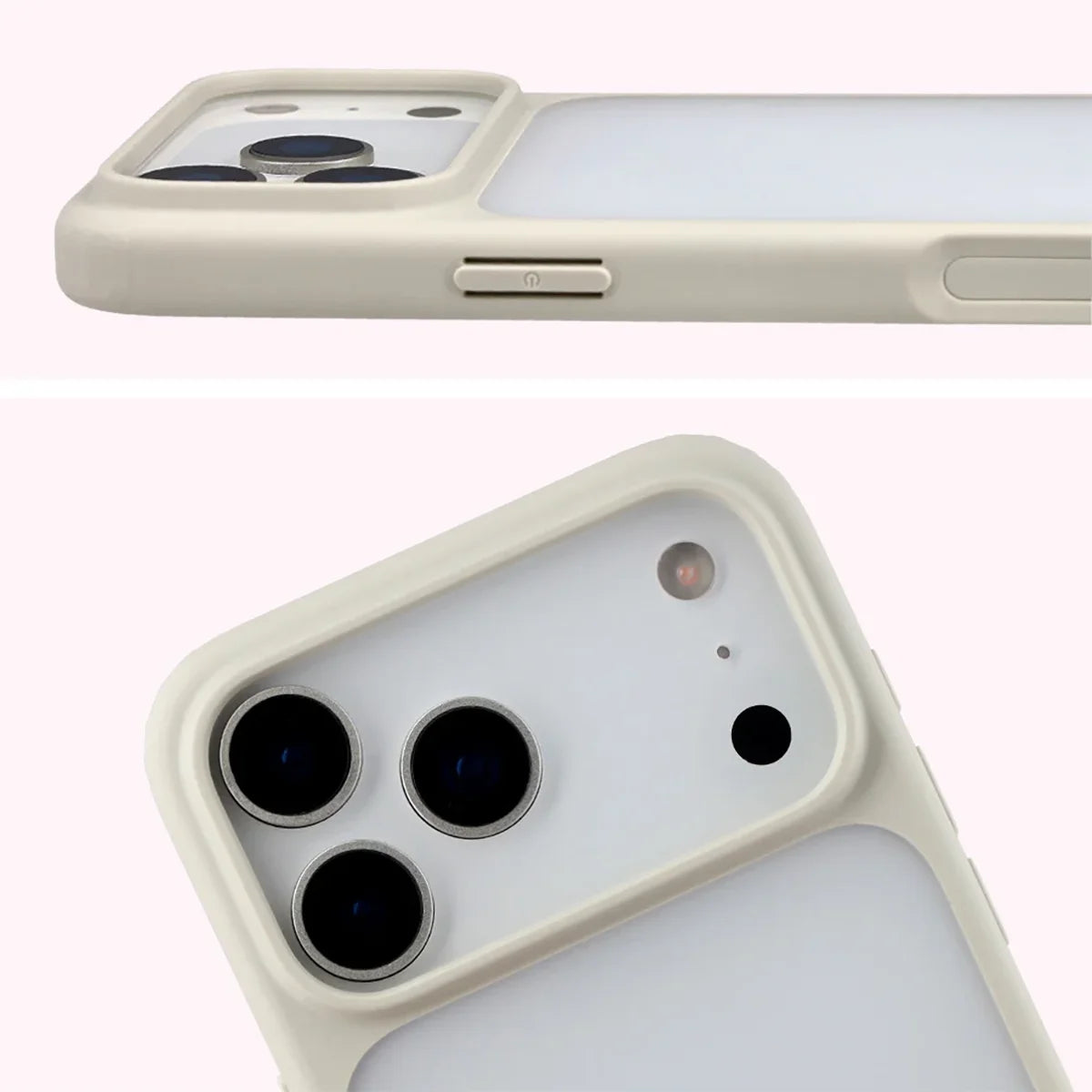 Handyhülle für iPhone 18 Pro Max / 17 Pro Max, Bizon Case Angelo, Semitransparent mit beigem Rahmen (3/6)