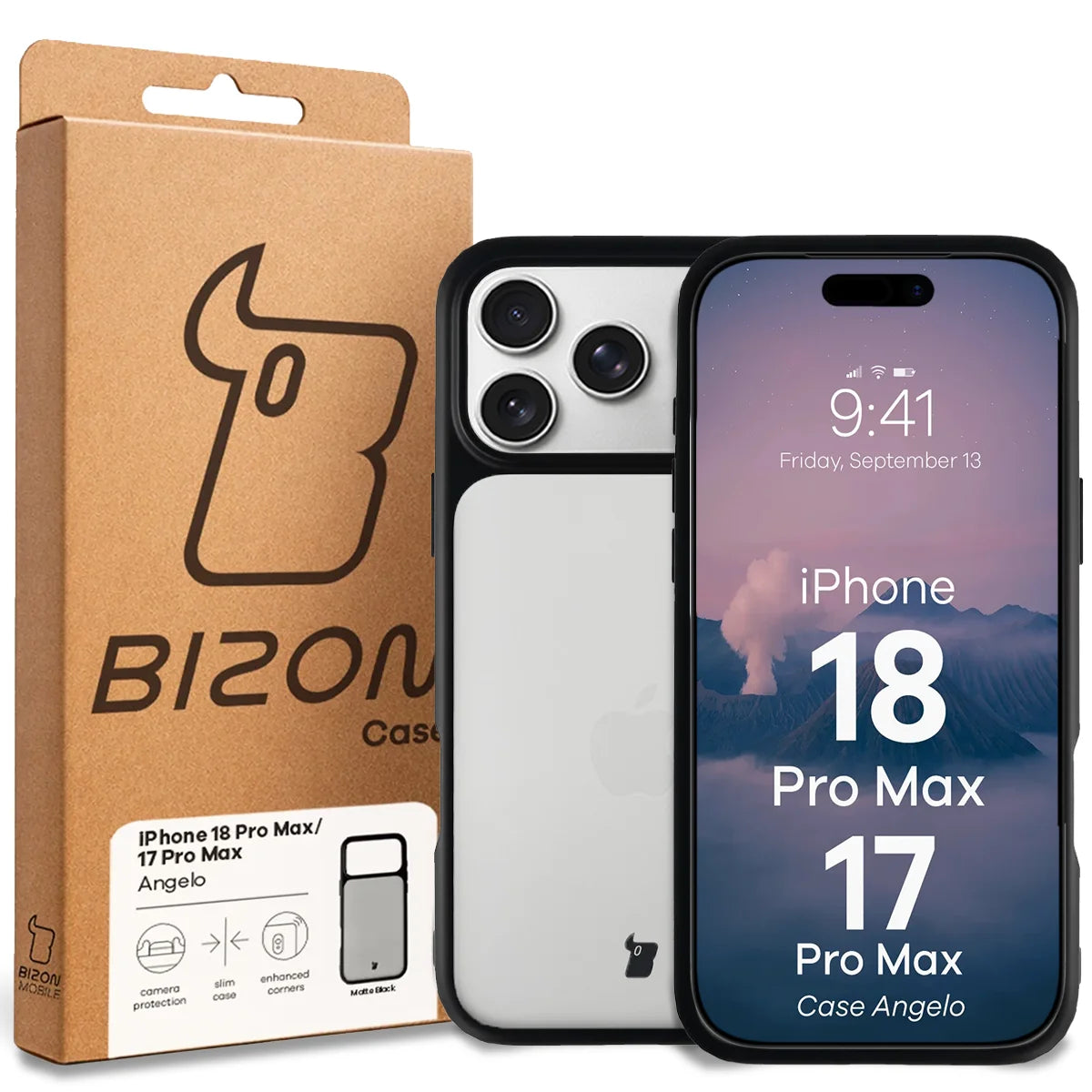 Handyhülle für iPhone 18 Pro Max / 17 Pro Max, Bizon Case Angelo, Getönte mit schwarzem Rahmen (6/6)