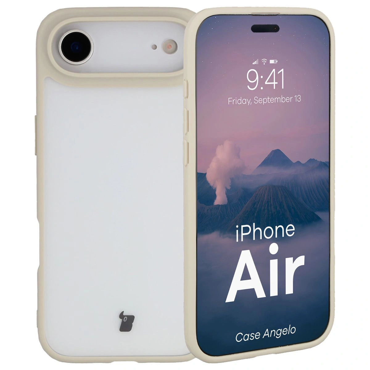 Handyhülle für iPhone Air, Bizon Case Angelo, Semitransparent mit beigem Rahmen