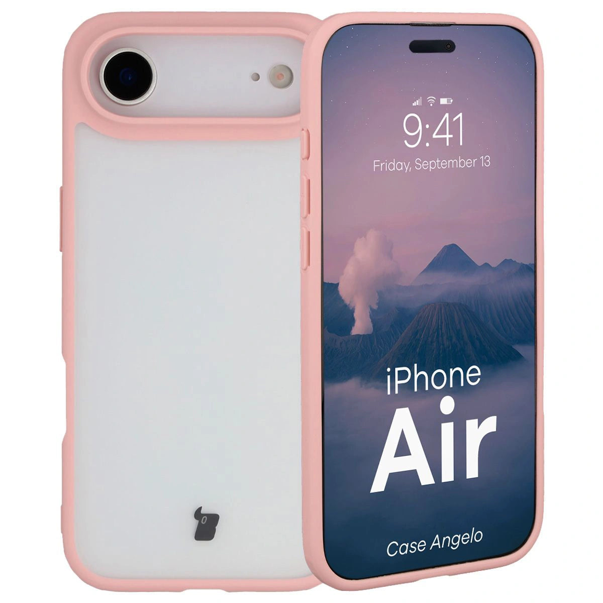 Handyhülle für iPhone Air, Bizon Case Angelo, Semitransparent mit hellrosa Rahmen