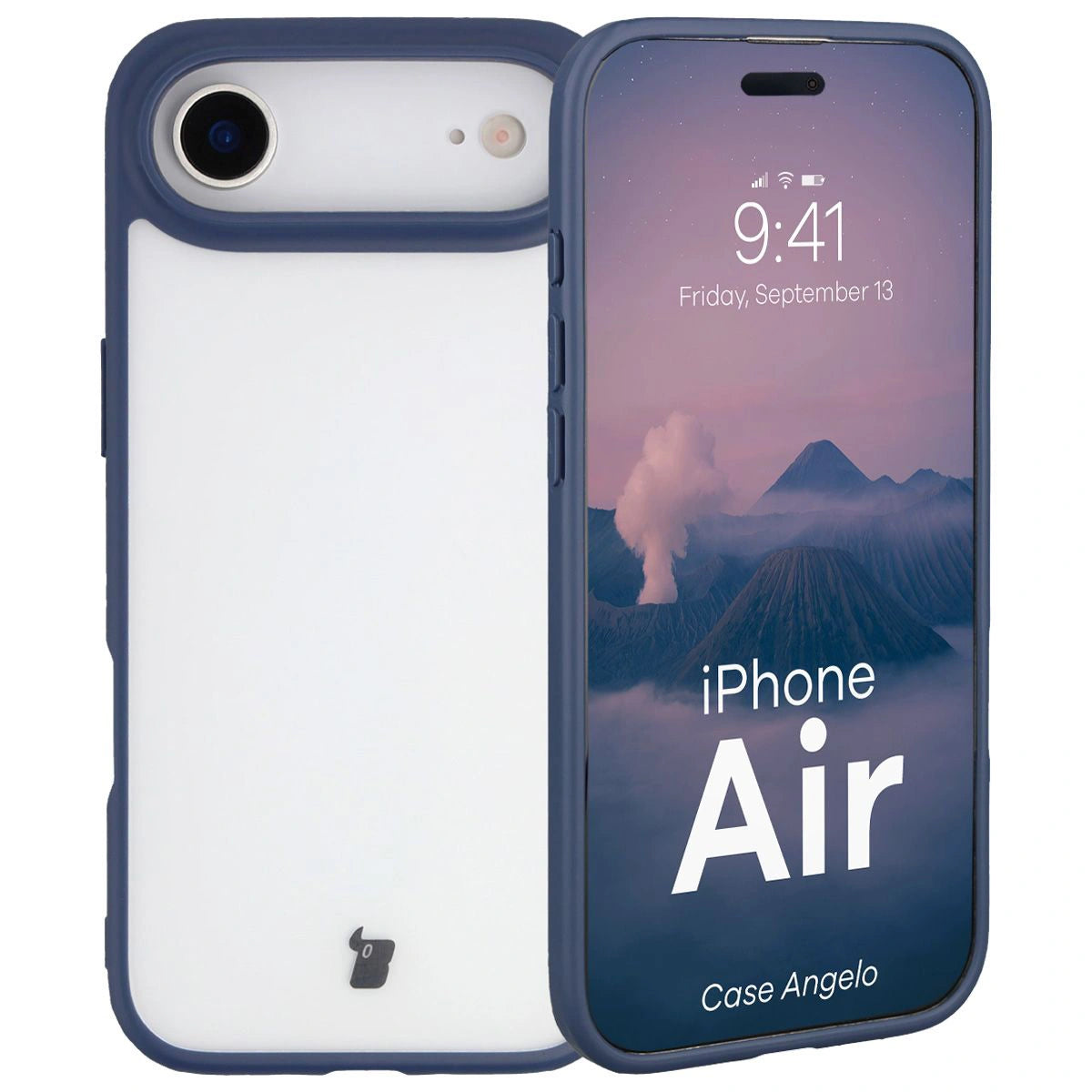 Handyhülle für iPhone Air, Bizon Case Angelo, Semitransparent mit dunkelblauem Rahmen