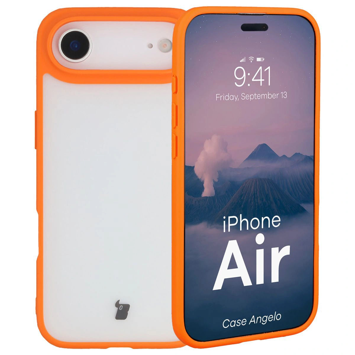 Handyhülle für iPhone Air, Bizon Case Angelo, Semitransparent mit orangefarbenem Rahmen