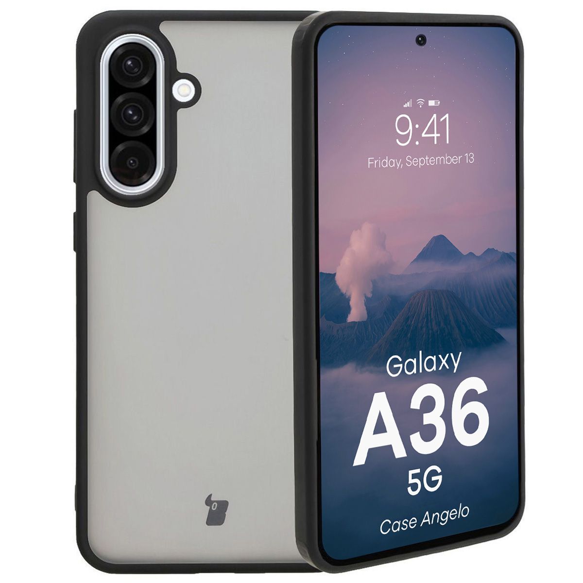 Handyhülle für Galaxy A36 5G, Bizon Case Angelo, Durchscheinend mit schwarzem Rahmen