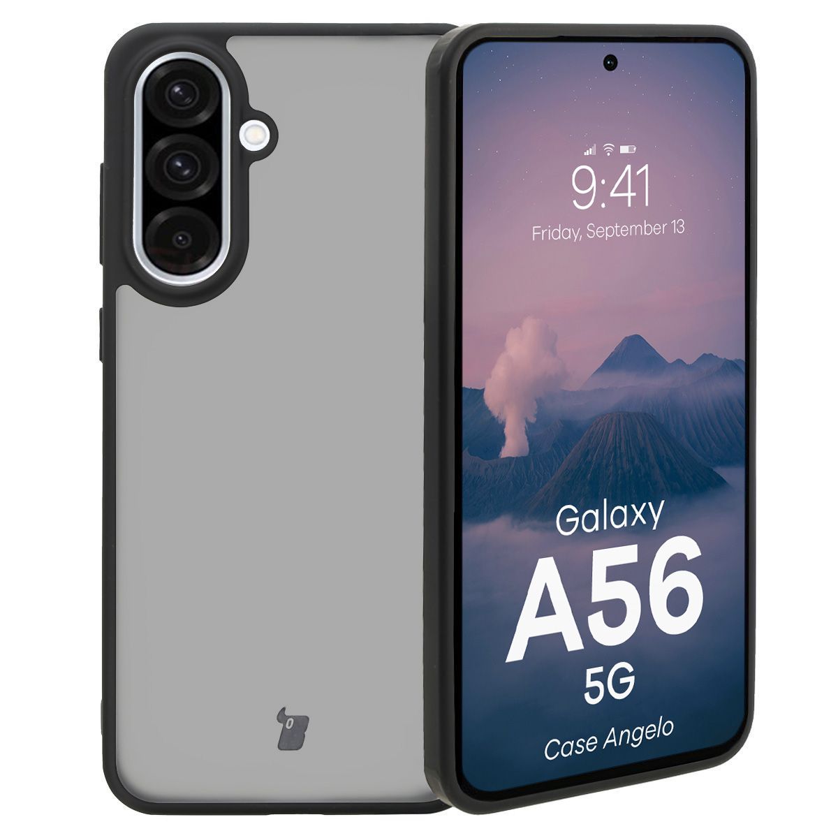 Handyhülle für Galaxy A56 5G, Bizon Case Angelo, Durchscheinend mit schwarzem Rahmen