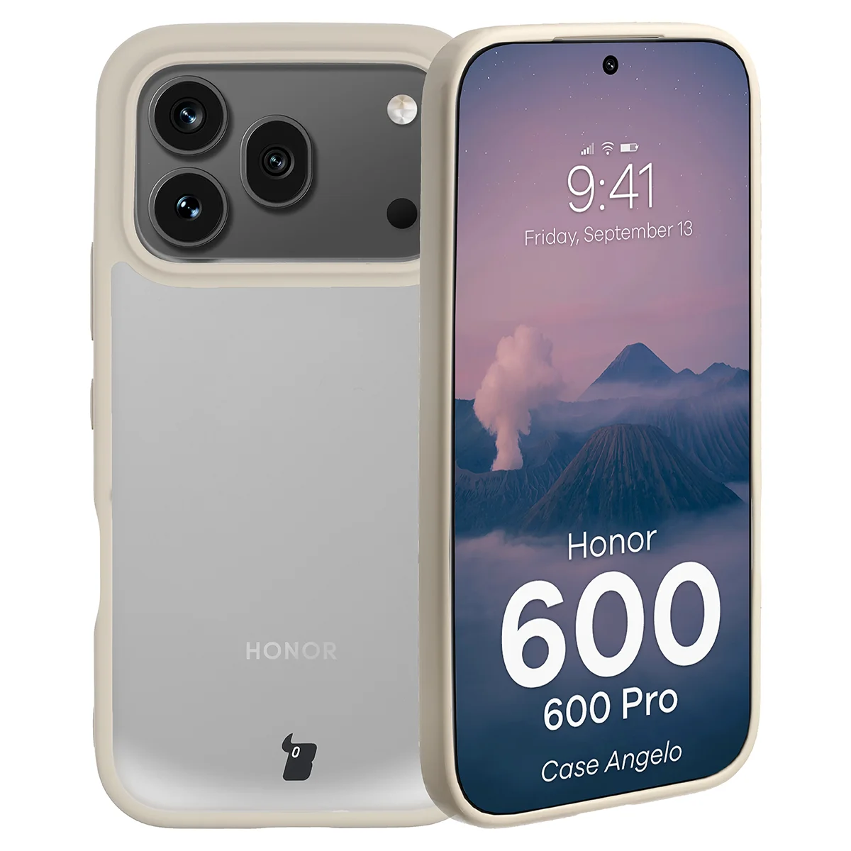 Handyhülle für Honor 600 5G / 600 Pro 5G, Bizon Case Angelo, Semitransparent mit beigem Rahmen