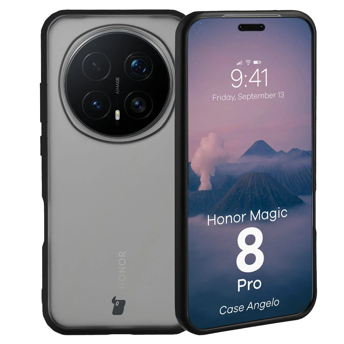 Handyhülle für Honor Magic8 Pro, Bizon Case Angelo, Getönte mit schwarzem Rahmen