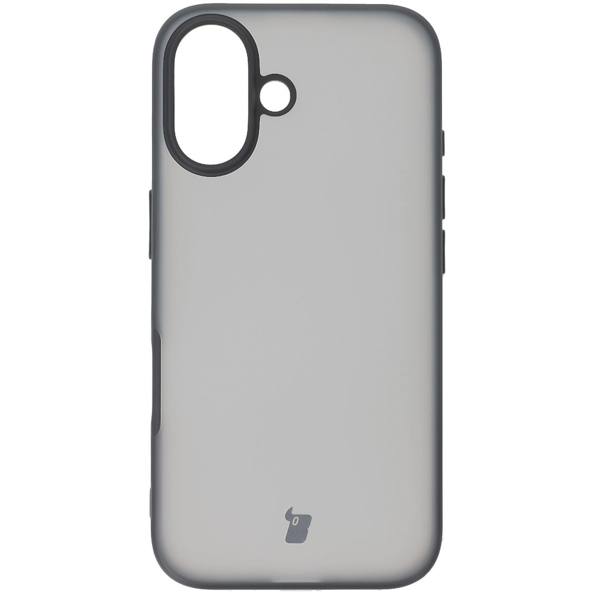 Handyhülle für iPhone 16, Bizon Case Angelo, Durchscheinend mit schwarzem Rahmen