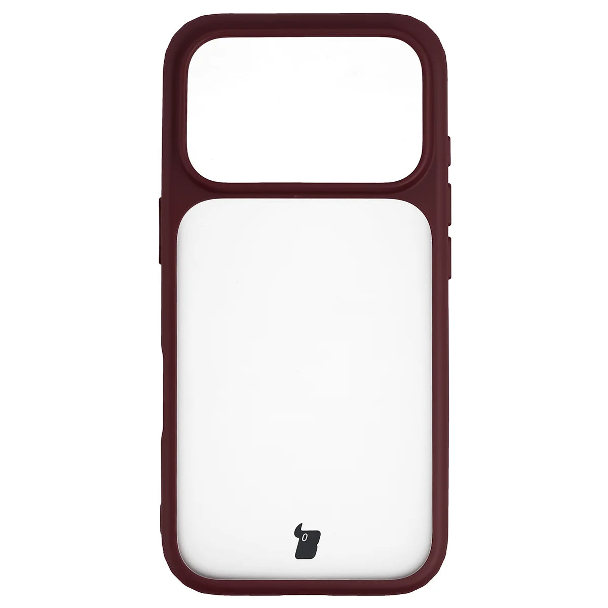 Handyhülle für iPhone 18 Pro / 17 Pro, Bizon Case Angelo, Semitransparent mit burgunderrotem Rahmen (2/6)