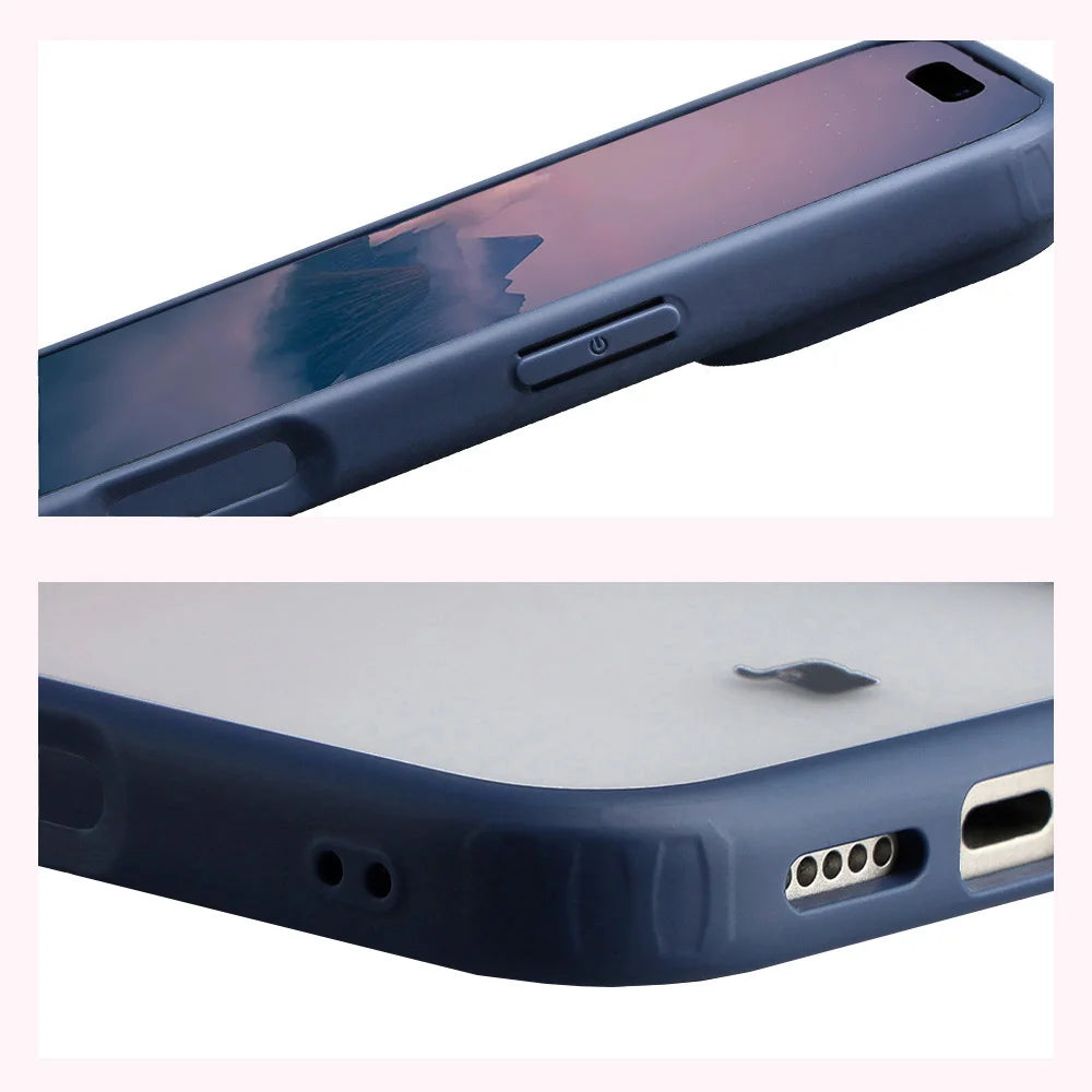 Handyhülle für iPhone 18 Pro / 17 Pro, Bizon Case Angelo, Semitransparent mit dunkelblauem Rahmen (4/6)
