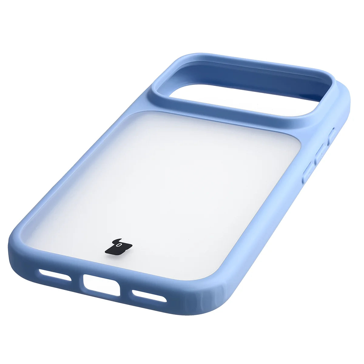 Handyhülle für iPhone 18 Pro / 17 Pro, Bizon Case Angelo, Semitransparent mit hellblauem Rahmen (5/6)