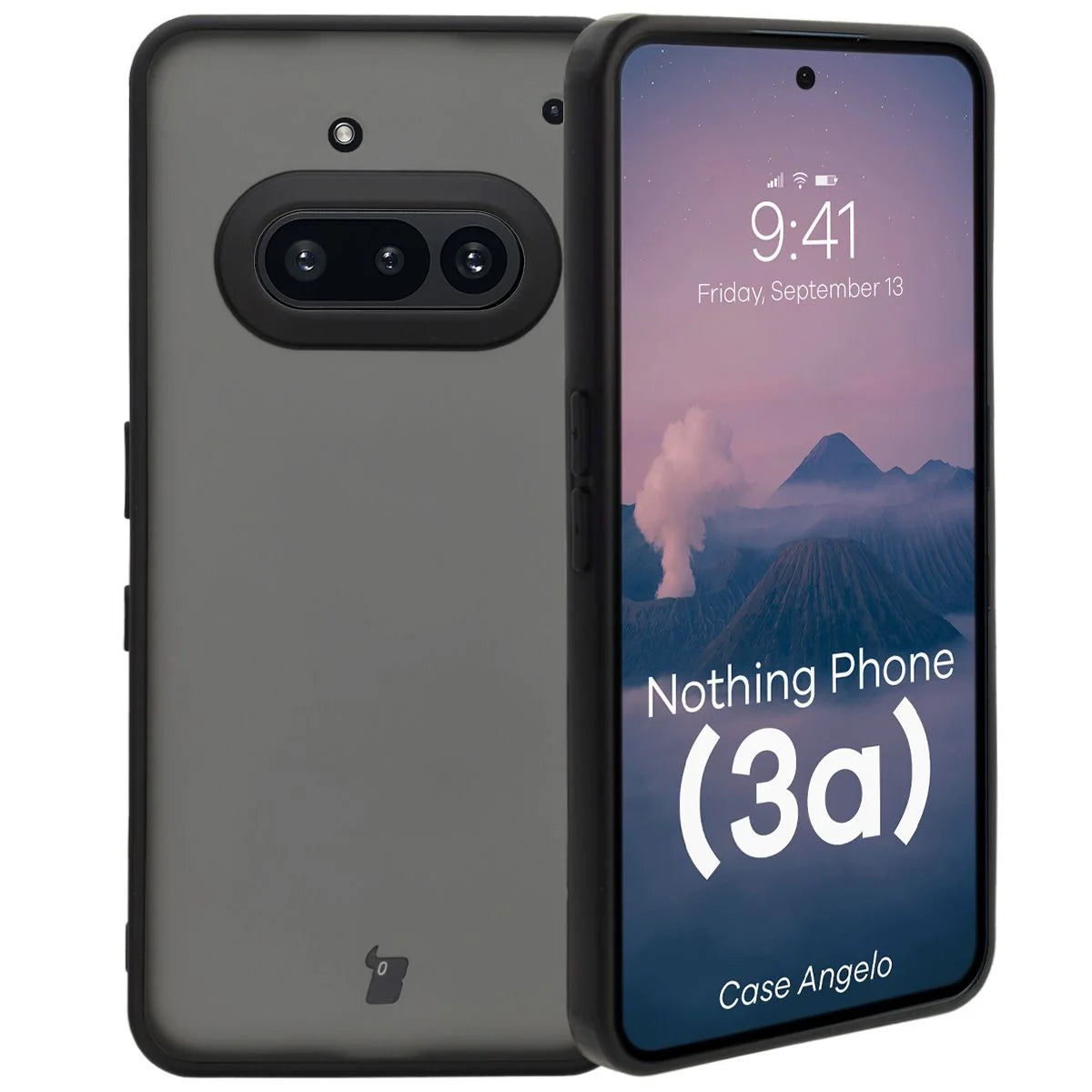 Handyhülle für Nothing Phone (3a), Bizon Case Angelo, Durchscheinend mit schwarzem Rahmen