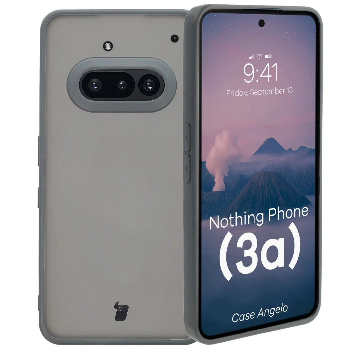 Handyhülle für Nothing Phone (3a), Bizon Case Angelo, Durchscheinend mit grauem Rahmen