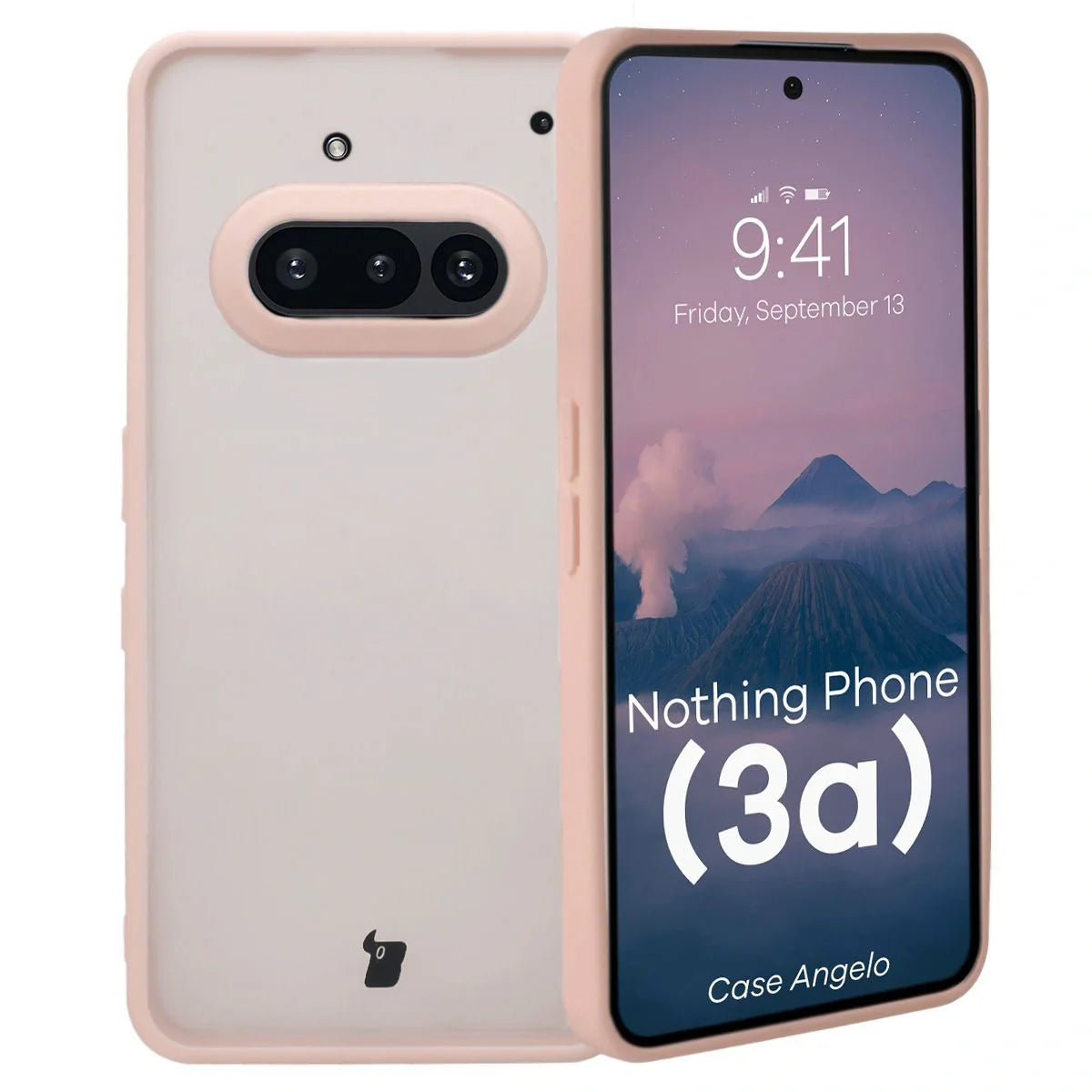 Handyhülle für Nothing Phone (3a), Bizon Case Angelo, Durchscheinend mit rosem Rahmen