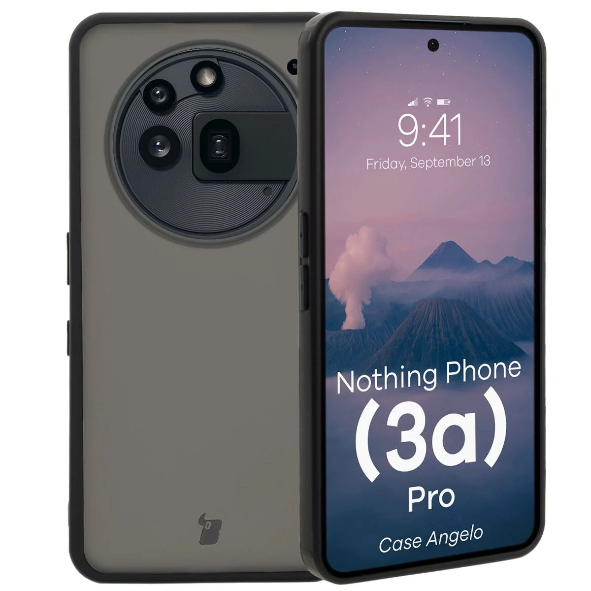 Handyhülle für Nothing Phone (3a) Pro, Bizon Case Angelo, Durchscheinend mit schwarzem Rahmen