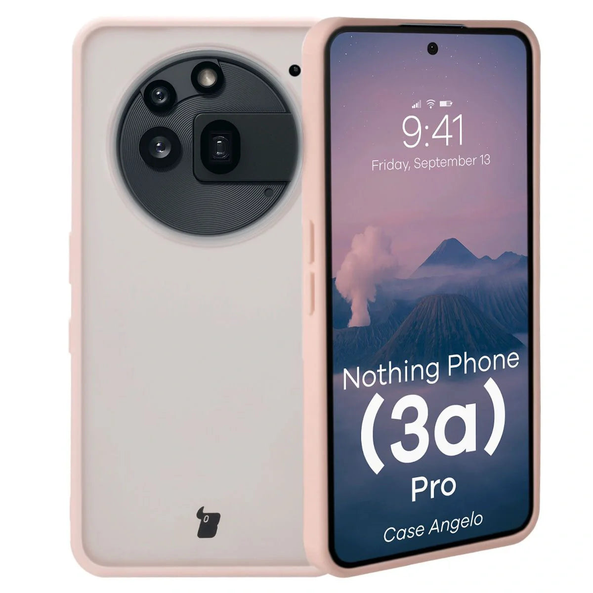 Handyhülle für Nothing Phone (3a) Pro, Bizon Case Angelo, Durchscheinend mit rosem Rahmen
