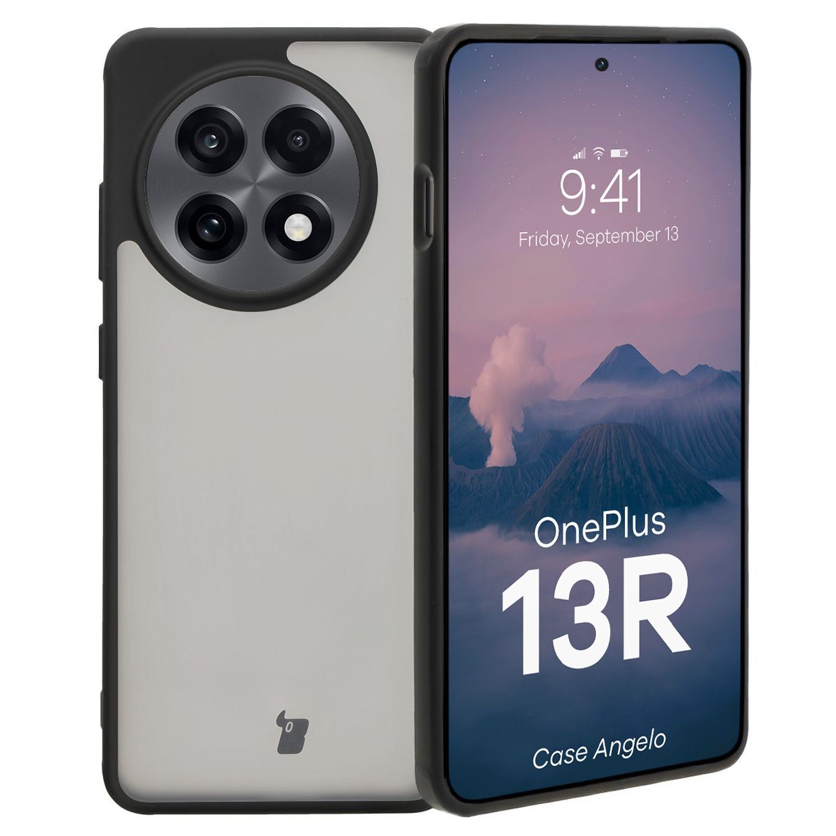Handyhülle für OnePlus 13R, Bizon Case Angelo, Durchscheinend mit schwarzem Rahmen