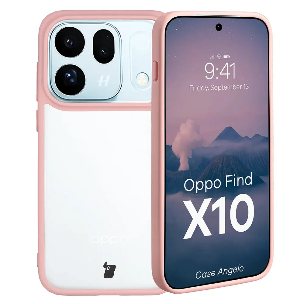 Handyhülle für OPPO Find X10, Bizon Case Angelo, Semitransparent mit hellrosem Rahmen (1/6)
