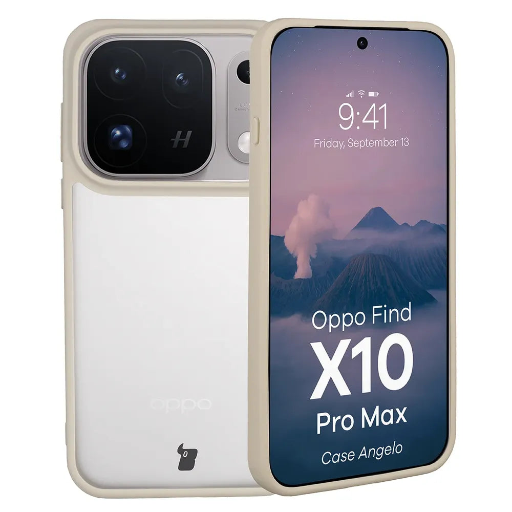 Handyhülle für OPPO Find X10 Pro Max, Bizon Case Angelo, Semitransparent mit beigem Rahmen (1/6)