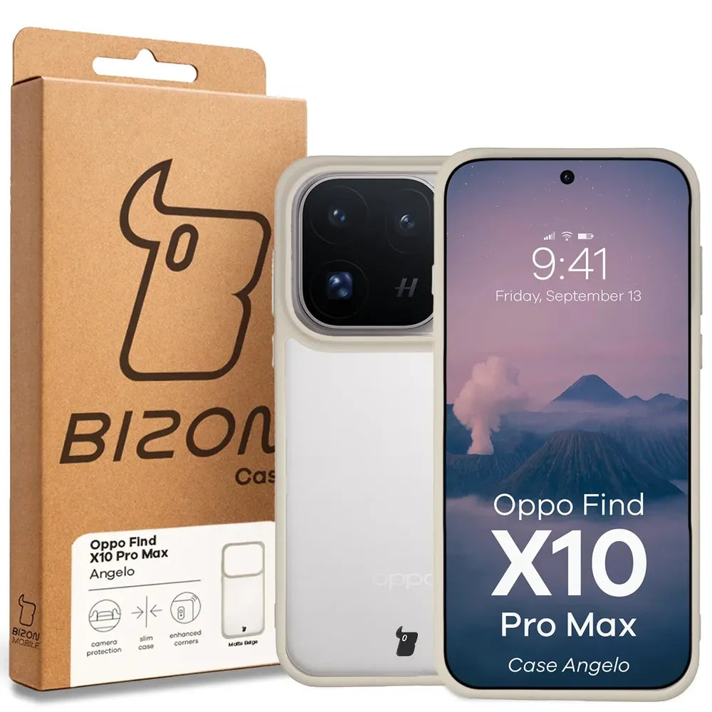 Handyhülle für OPPO Find X10 Pro Max, Bizon Case Angelo, Semitransparent mit beigem Rahmen (6/6)