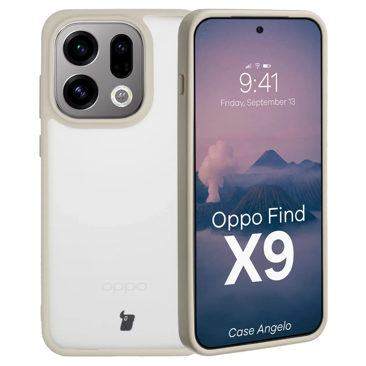 Handyhülle für Oppo Find X9, Bizon Case Angelo, Semitransparent mit beigem Rahmen