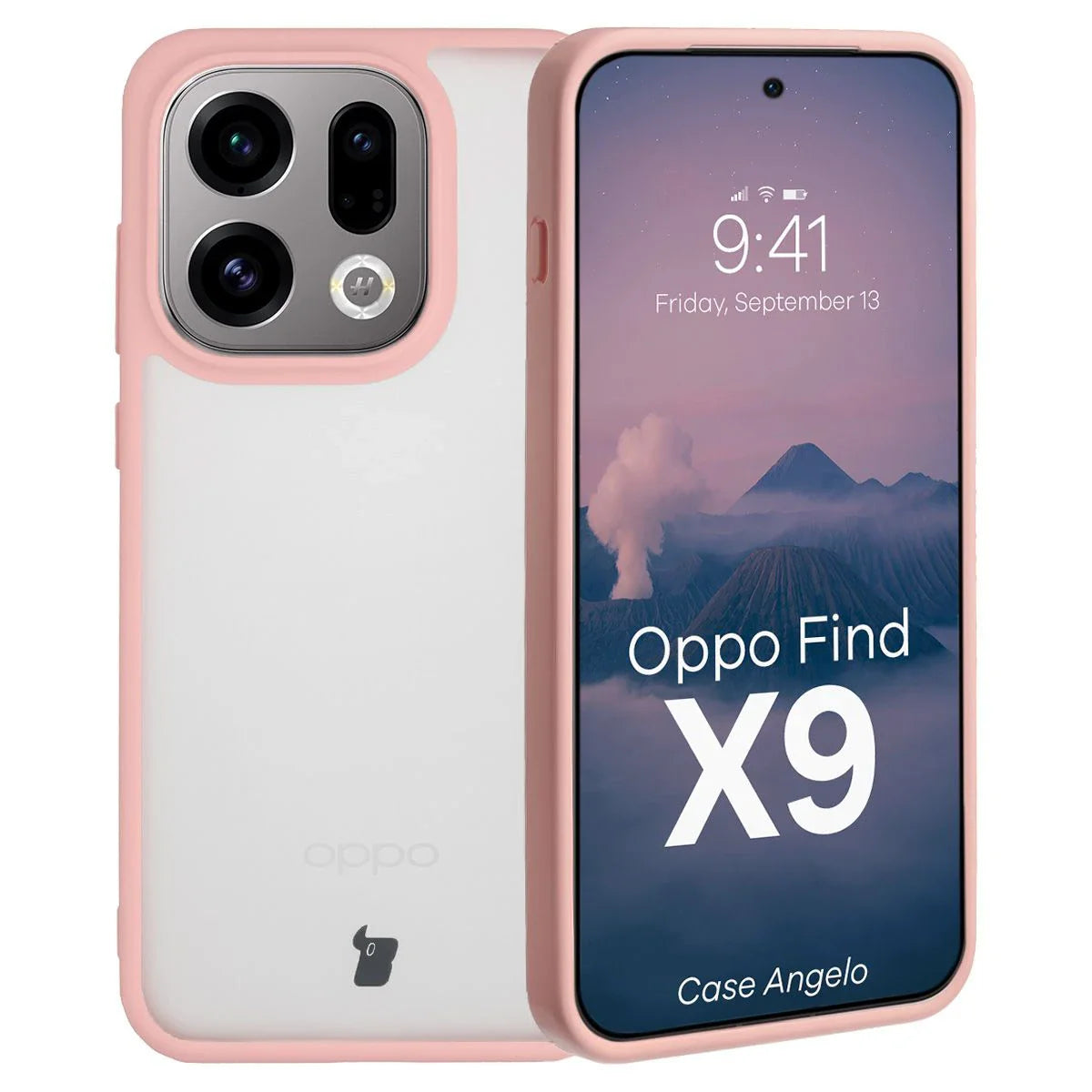 Handyhülle für Oppo Find X9, Bizon Case Angelo, Semitransparent mit hellrosa Rahmen